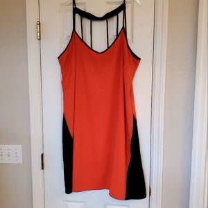 City Chic sz 20 cage neckline A line Dress NWOT Orange/black